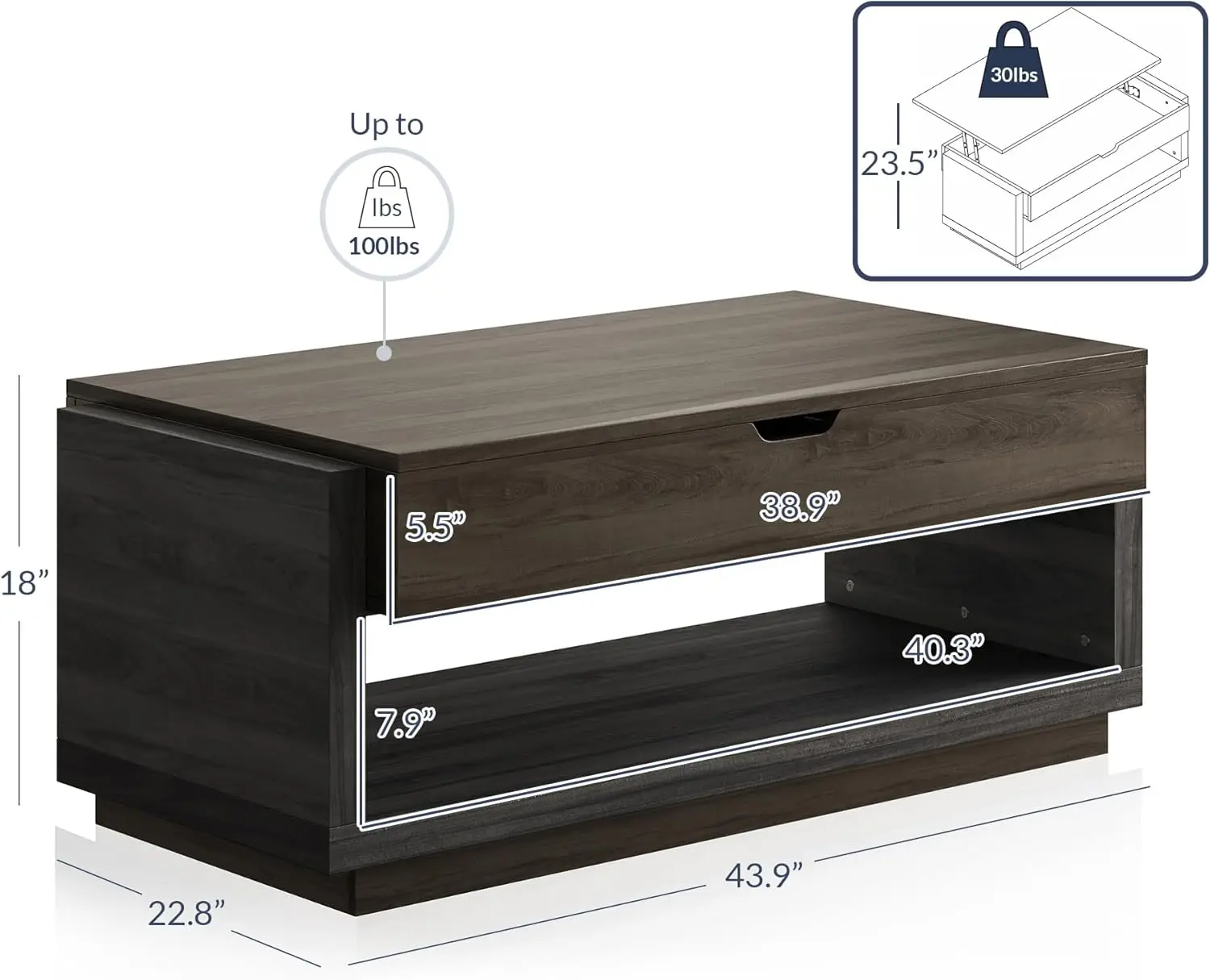Coffee Table, Lift Top Coffee Table with Hidden Compartment and Open Storage Shelf, Central Table for Living Room 3