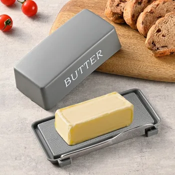 New Plastic Butter Storage Box Solid Color Odor-proof Cheese Container with Lid Anti-dirty Cake Holder Tray For Refrigerator 1