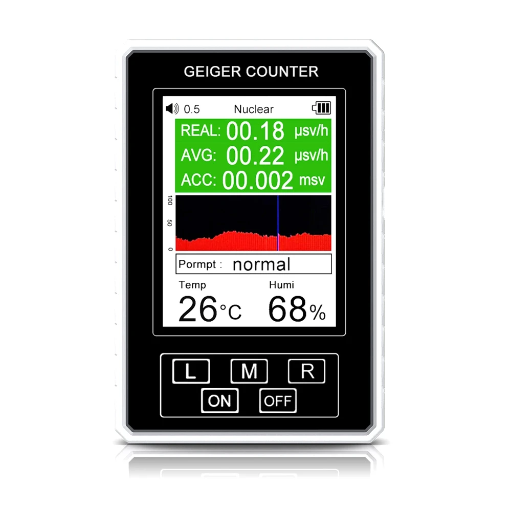 

New XR1-Pro Nuclear Radiation Detector Geiger Counter X γ β Ray Radioactive Tester Thermohygrometer EMF Meter White