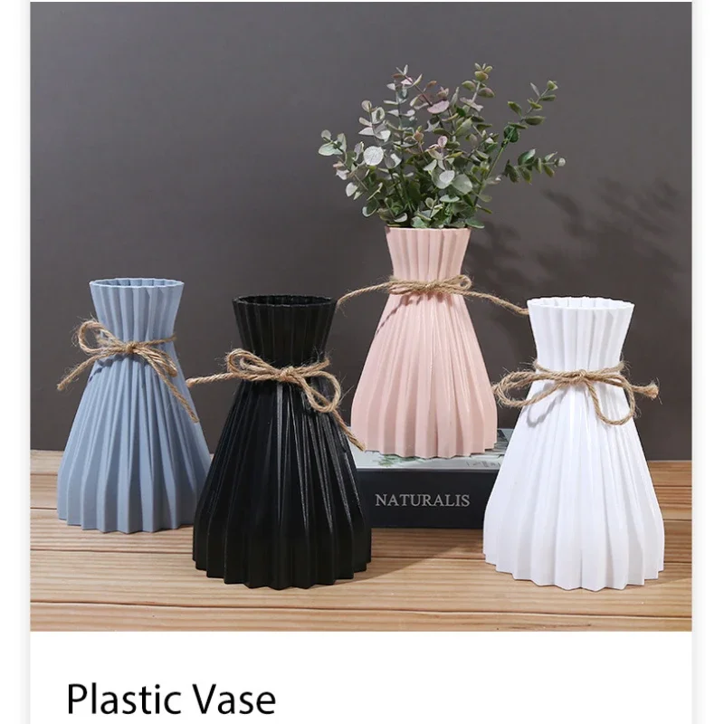 Plastic Vase Nordic Not Fragile Imitation Ceramic Flower Pot Basket Decor for Flowers Wedding Home