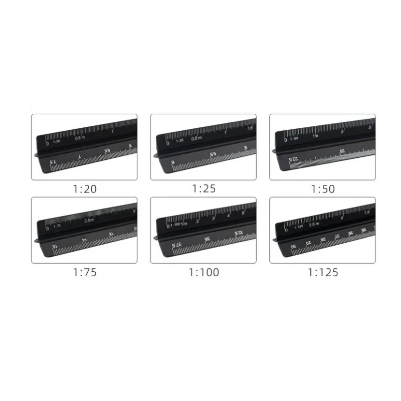 새로운 15cm 알루미늄 삼각형 스케일 눈금자 금속 알루미늄 1:20 - 1:125 합금 금속 스케일 제도 도구 사무실 학교 용품
