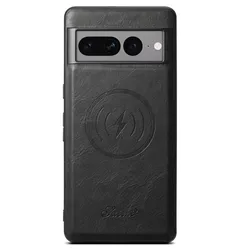 Magsafe Luxury Leather Magnetic Wallet Phone Case & Card Holder for Pixel 9 Pro (Alone Case Black)