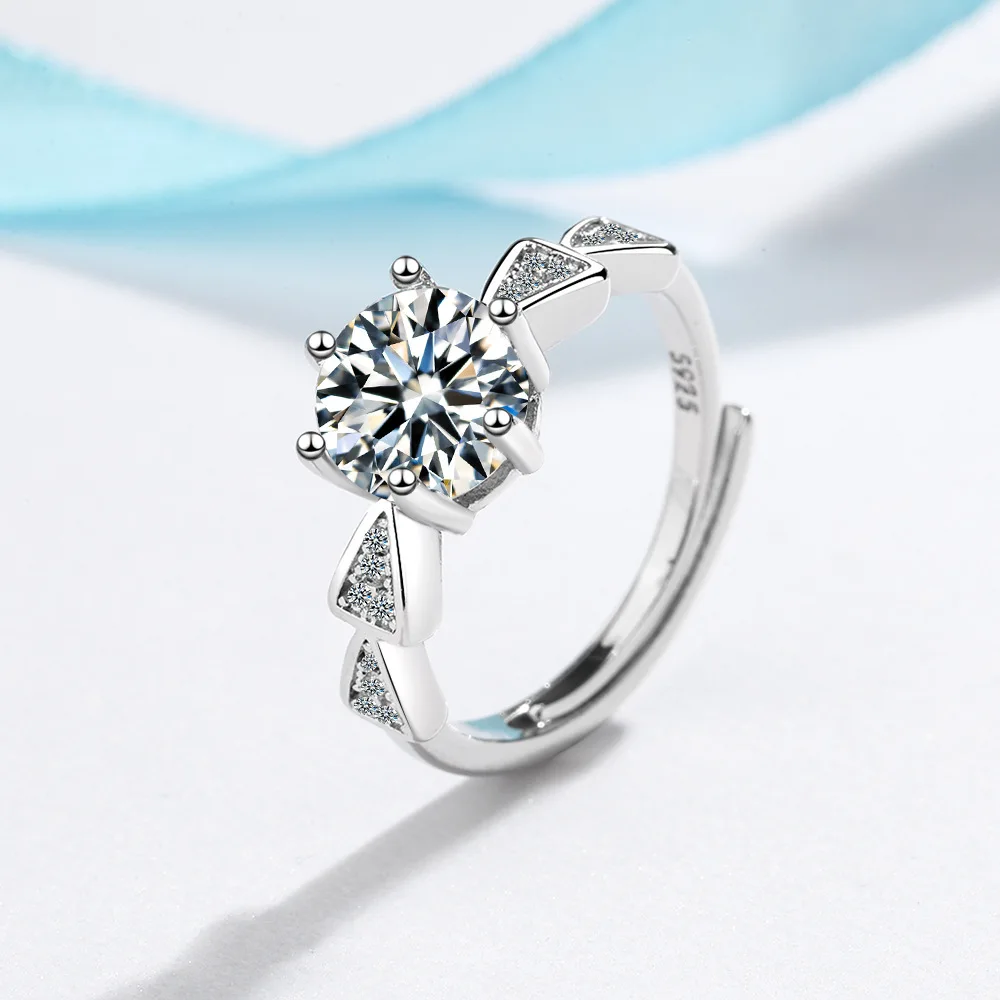 thumbnail image 1 of Anillo de plata de ley 925 con circonitas brillantes, ajustable, sencillo, de moda, exquisito, para mujer, accesorios de joyería, regalo para fiesta de boda, 1 of 5