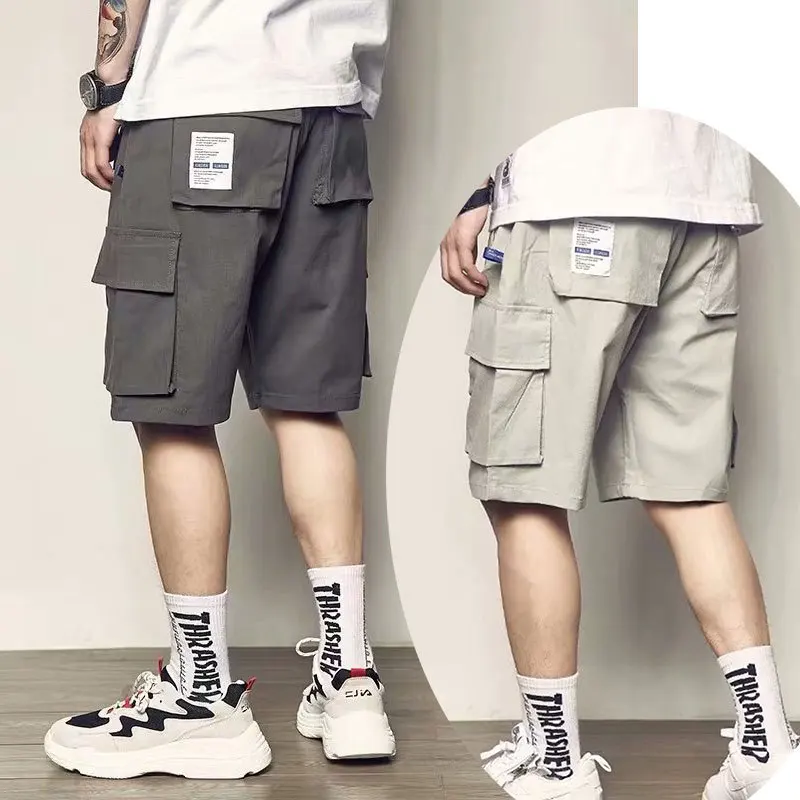 

Casual Work Attire Capris Youth Loose Multi Pocket Shorts Mens Summer Tie Up Closure Pants