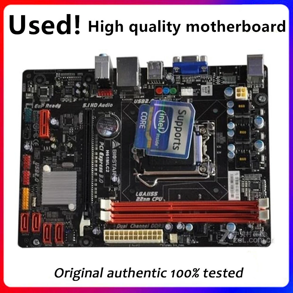 For Biostar H61MLC2 Computer Motherboard LGA 1155 DDR3 For Intel H61 H61M Original Desktop Used Mainboard