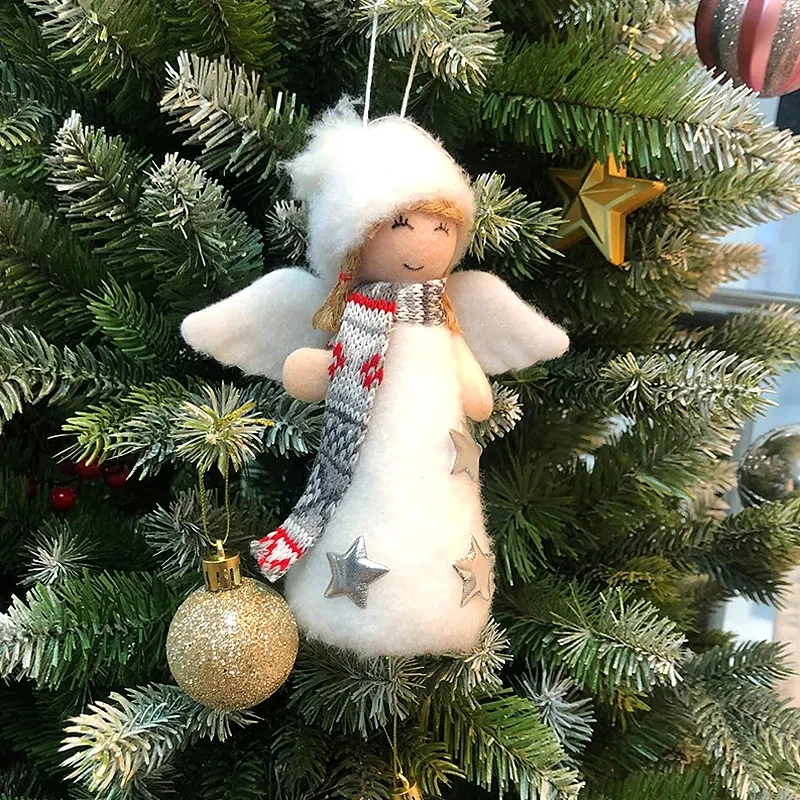 Christmas Decorations Plush Angel Girl Doll Pendant Xmas Tree Hanging Ornaments New Year 2023 Xmas Gift Toy Supplies