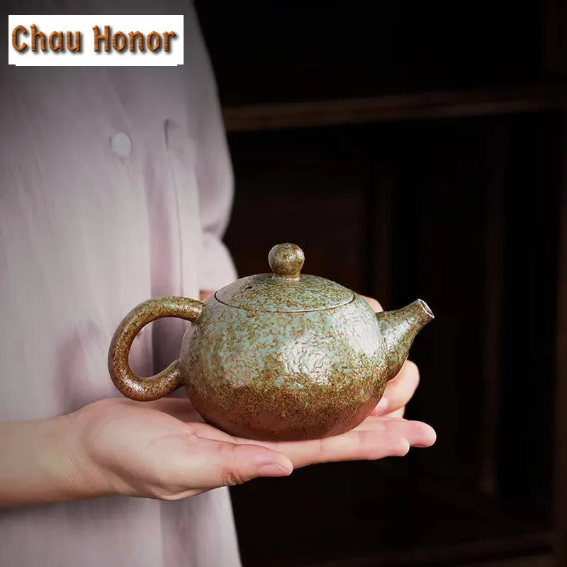 230ml Japanese Coarse Pottery Teapot Retro Stoneware Xishi Pot Tea Soaking Kettle with Strainer Kung Fu Tea Cafes Cha Ornaments