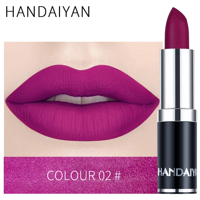 Handaiyan Sexy Nude Rot Braun Lila Lipgloss Matter Lipgloss Samtiger Lippenstift Mattes wasserfestes Make-up Langlebige Kosmetik