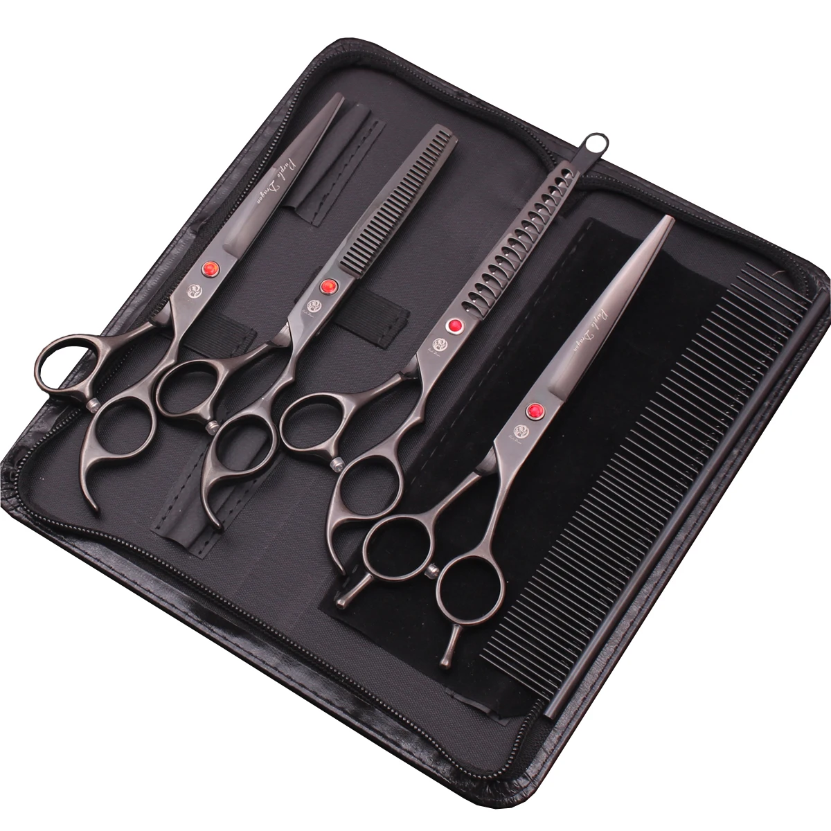 Dog Grooming Scissors Kit Purple Dragon 7.0" Japan Stainless Straight Thinning Shears Curved Pet Shears dog grooming scissors,dog grooming scissors kit