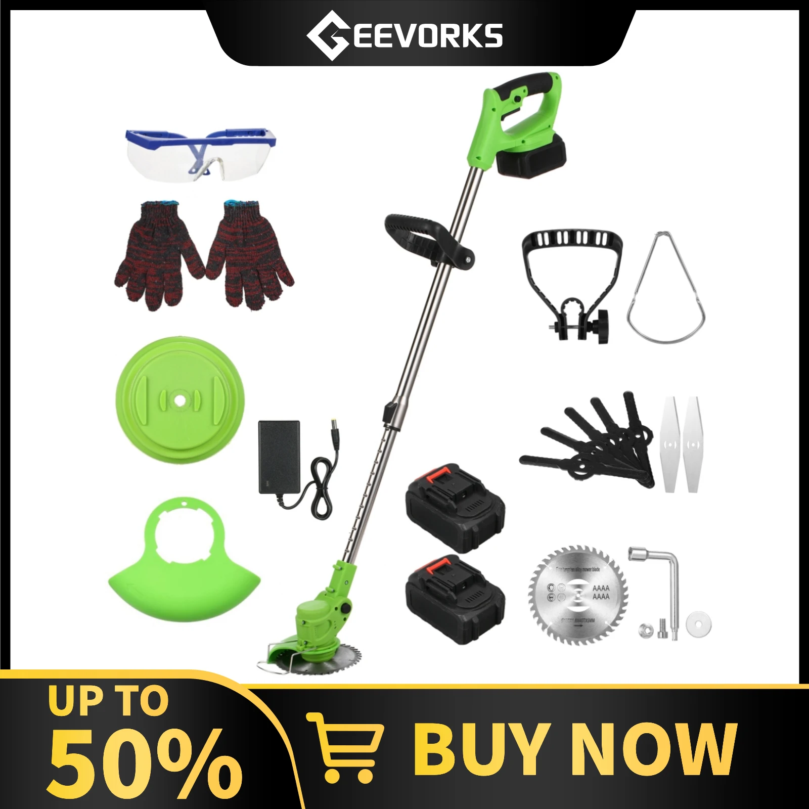 Geevorks Handheld Electric Lawn Mower Foldable Trimmer 90° Adjustable ...