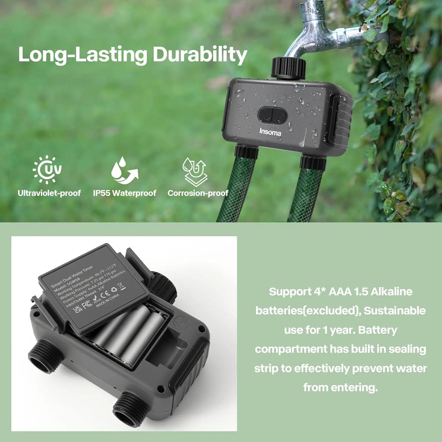Smart WiFi Garden Watering Timer with Dual Hose Control