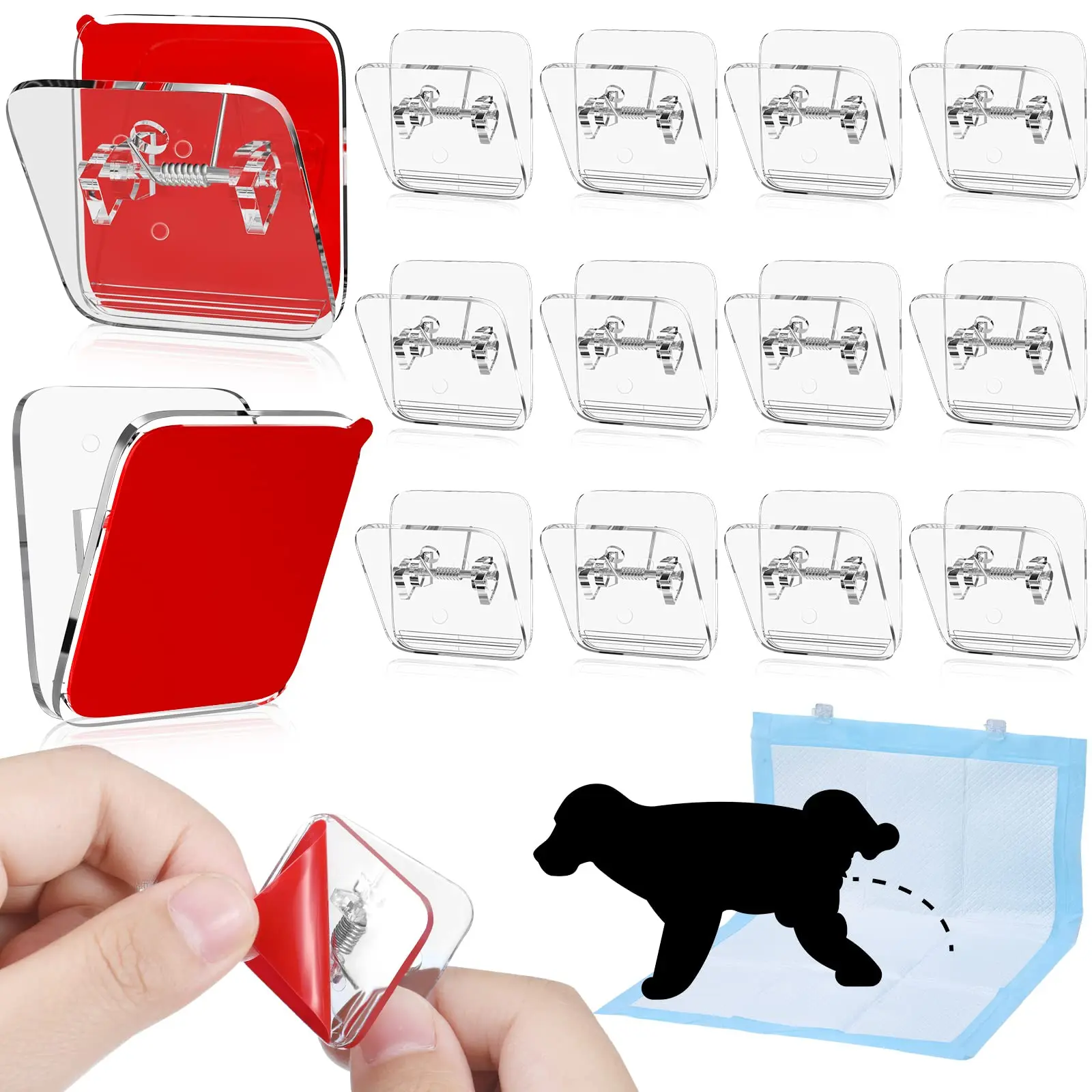 Wall Pee Pad Holder 6/3Pcs Clear Dog Potty Training Pad Holder Invisible Puppy Sticky Pee Wall Clips dog potty pad holder