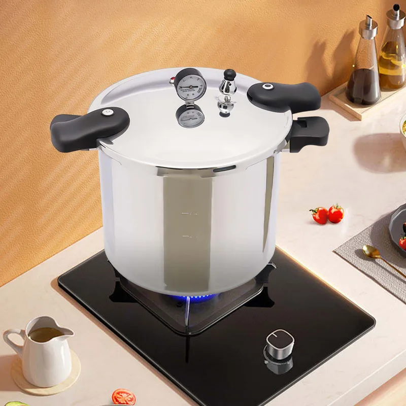 

Large-capacity 23 Quart Pressure Canner Cooker 10PSI Explosion Proof with Pressure Gauge Safety Pressure Cooker