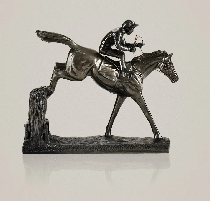 

Vintage Steeplechase Figurine Handmade Resin and Copper Show Jumper Statue Hosemanship Sports Souvenir Gift and Craft Ornament