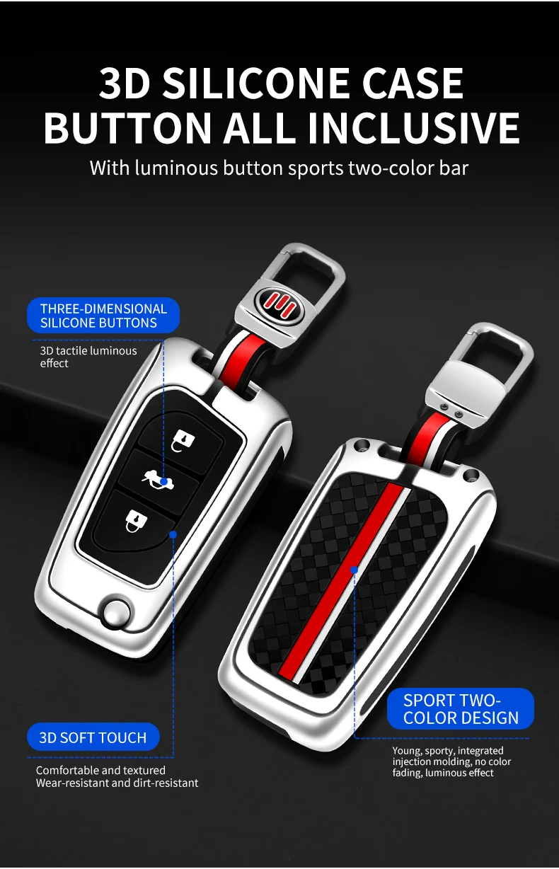 Zinc Alloy Car Key Case Cover Shell Fob For Toyota Auris Corolla Avensis Verso Yaris Aygo Scion TC IM Camry RAV4 Forturner Hilux - S02e283a691624b44a02c8bd0cfb4f505I