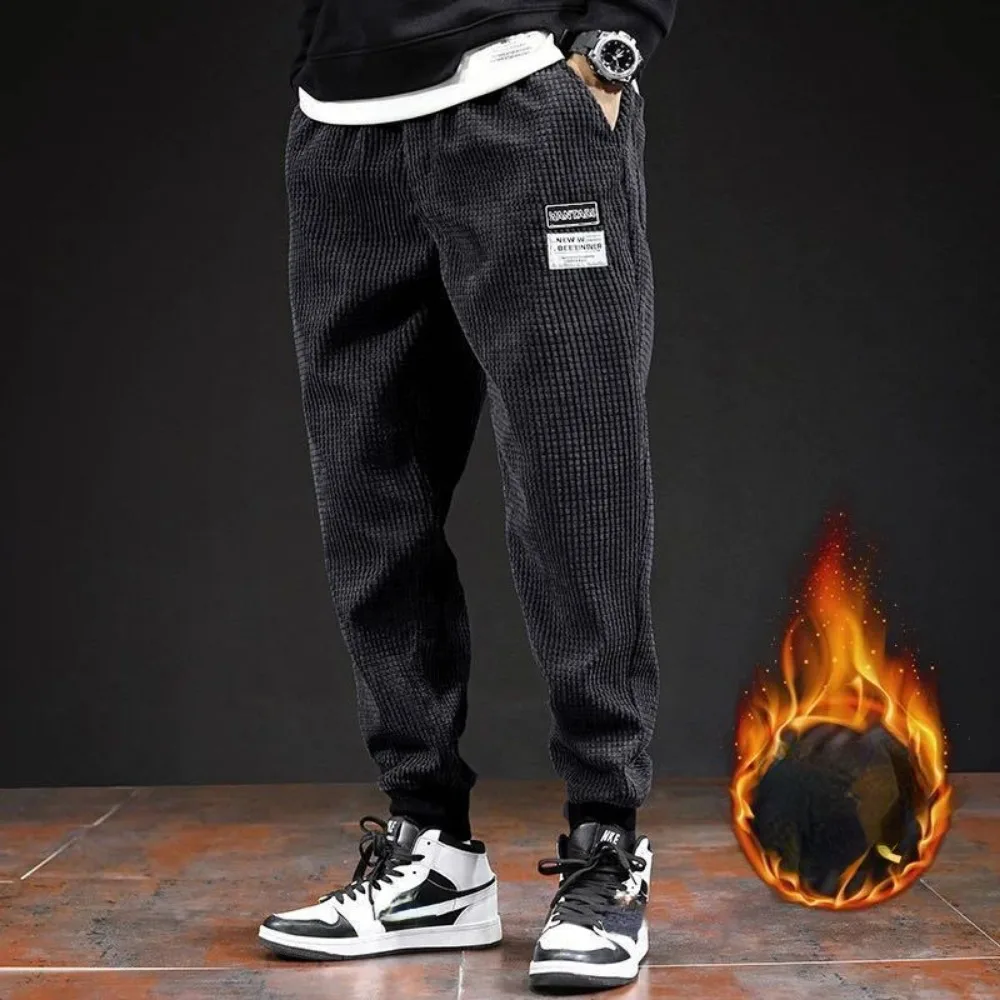 Men's Solid Color Baggy Corduroy Pants 2023 Spring Fashion Streetwear Corduroy Pants Men Cargo Pants Loose Casual Trousers Men