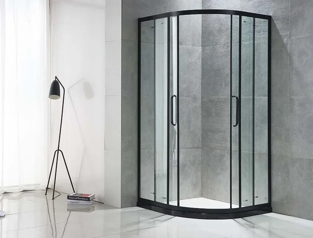 Aiweiluo Simple Sliver Sliding Bathroom 8MM Tempered Glass Shower Enclosure Shower Door