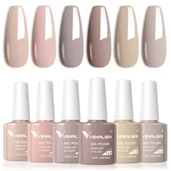 Venalisa HEMA-Free Nude Pink Nail Gel Polish Collection - Self-Leveling, Full Coverage Manicure Set (6 Pieces) (2202  --6pcs kit)