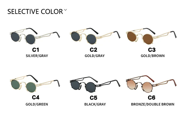 Punk Kleine Metall Runde Rahmen Frauen Sonnenbrille Luxus Marke Designer Männer Sonnenbrille Outdoor Sport Reise Brillen UV400 Unisex – Detail 7