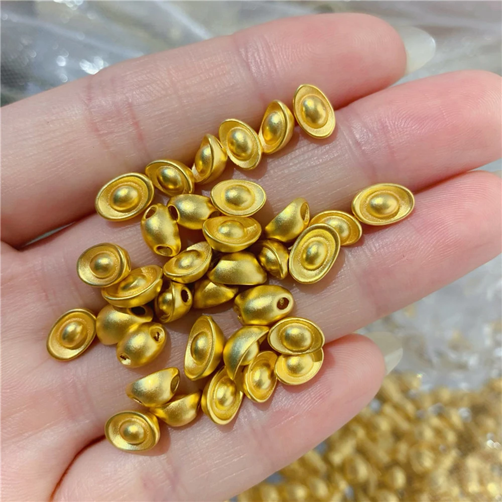 

1PCS Real 24K Yellow Gold Pendant 3D Lucky Yuanbao Bead 0.09-0.12g Mini Size