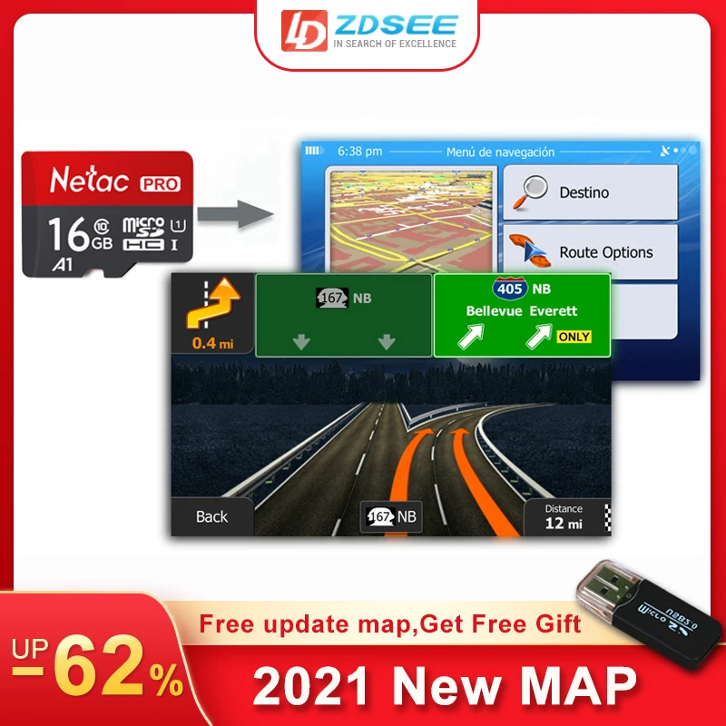 Gps Map Micro Sd Cards 16gb For Windows / Android System New Map Free