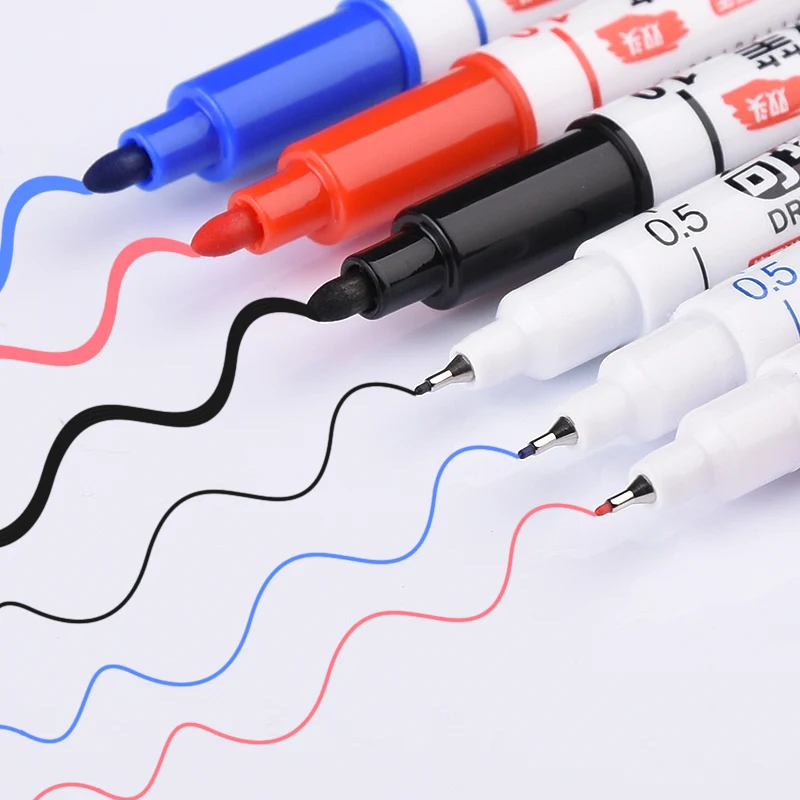 0.5 1.0mm ultra fine erasable whiteboard pens for TOEFL GRE writing mini control draft board double headed fine tipped