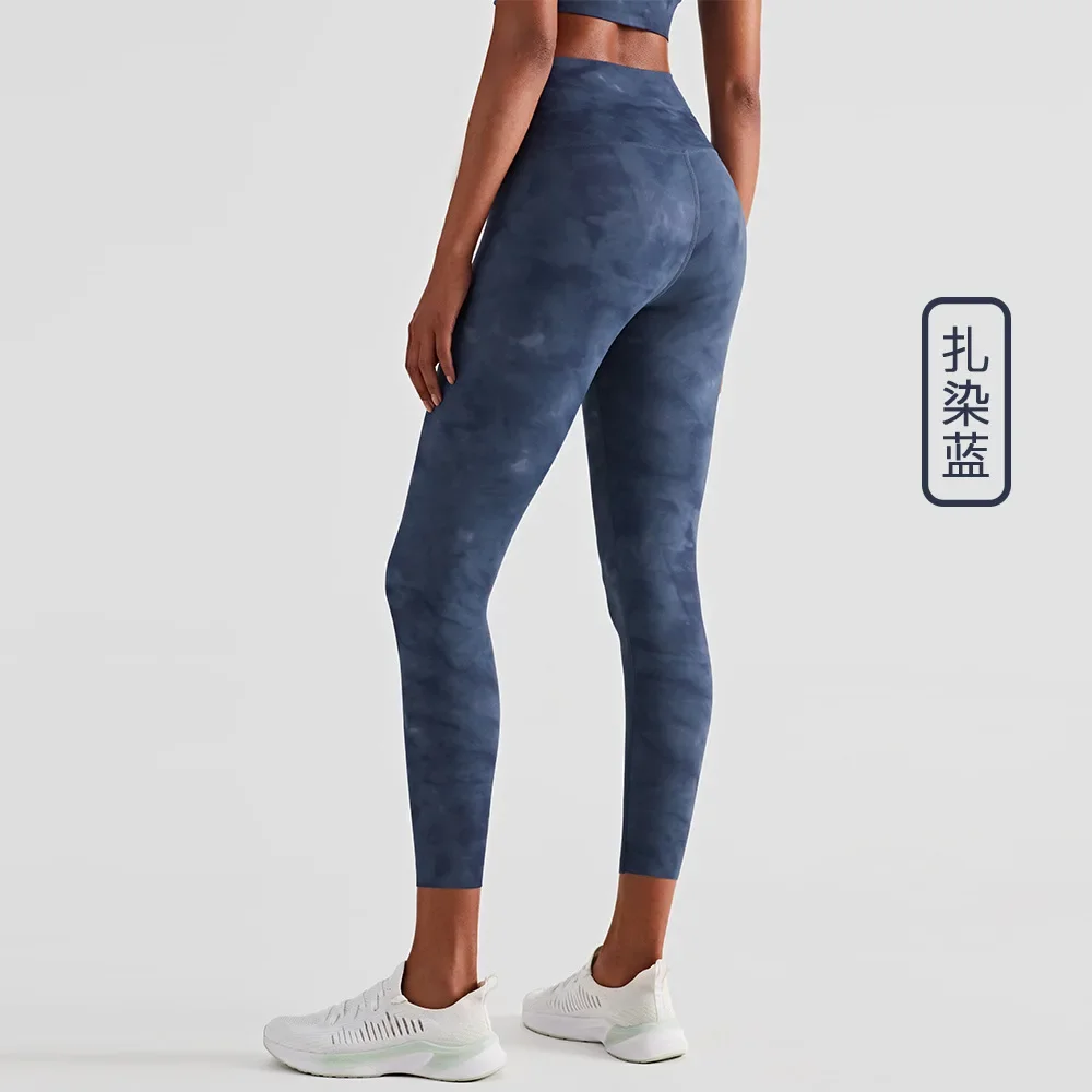 Tie-dye Lulu Print Yoga Gym Pants Women's Double-sided Brocade Stretch High  Waist Hip Lift Tight Sweatpants Women Clothing