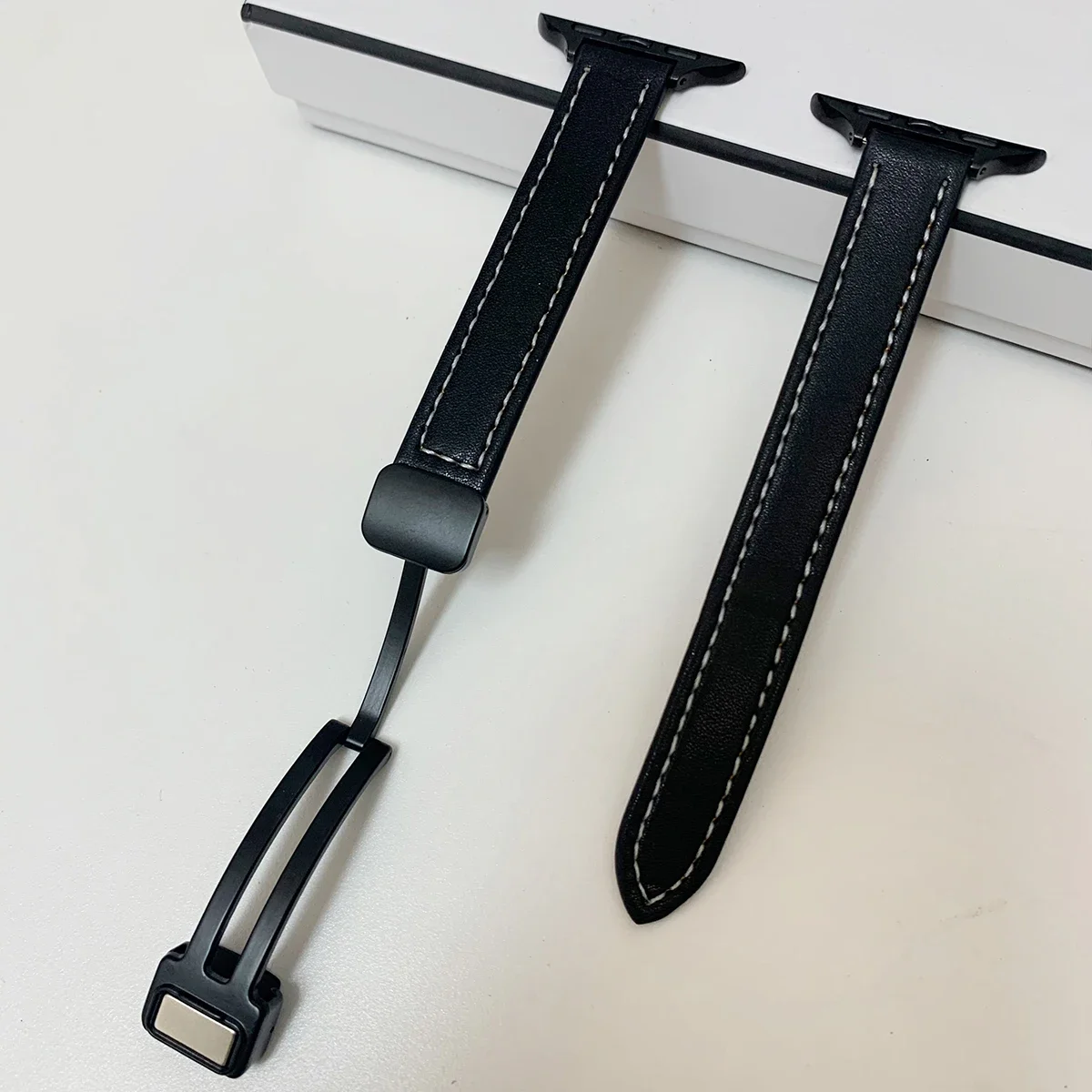 Elegant Leather Magnetic Strap with Slim Folding Buckle