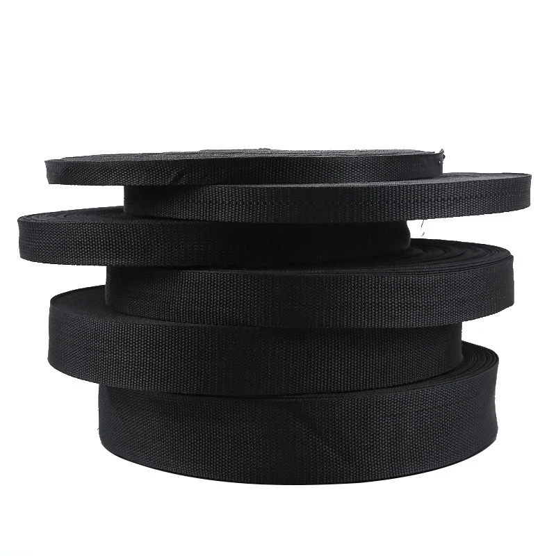 Durable Black Nylon Ribbon for Crafts & Accessories - Multi-Size Options Available