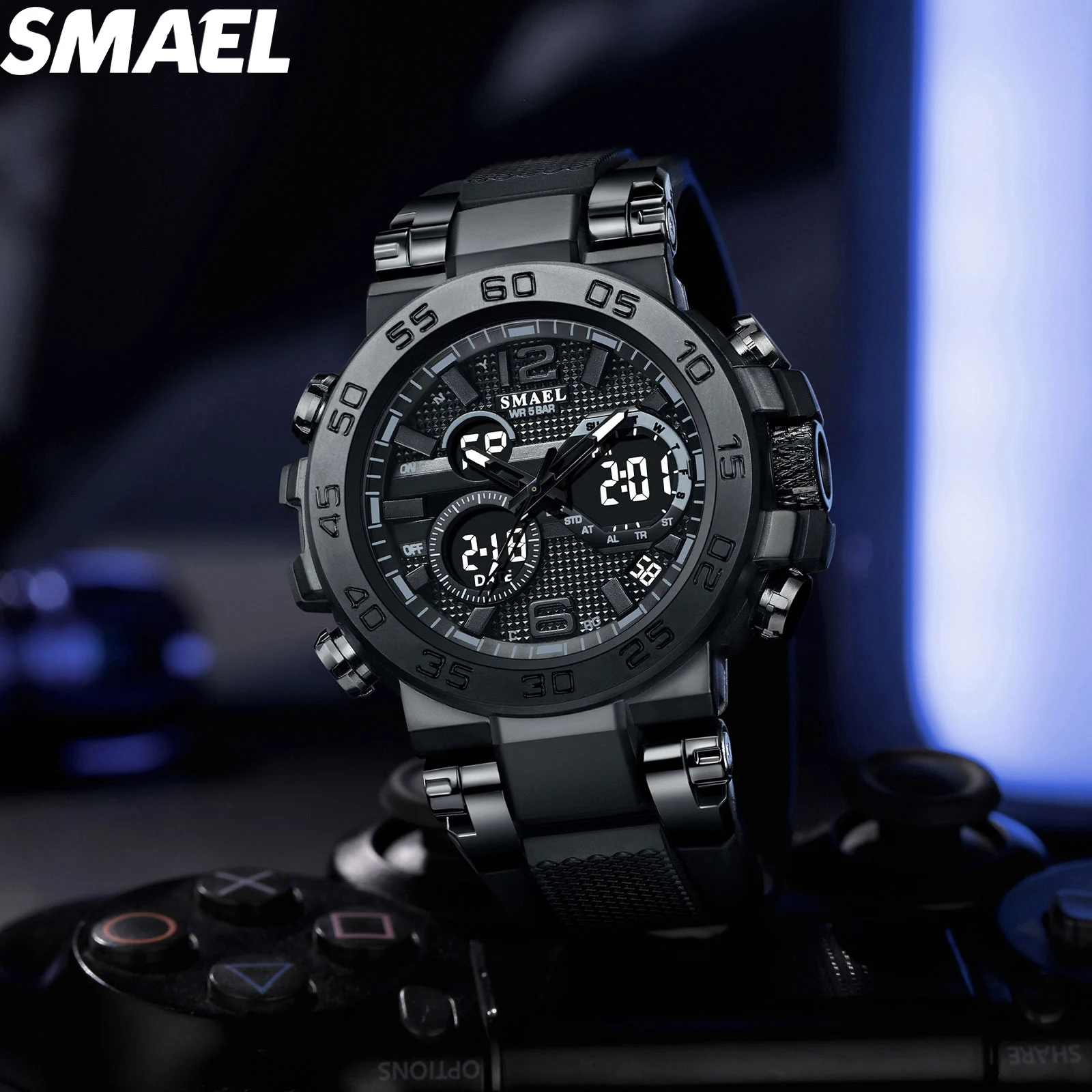 SMAEL Waterproof Dual Time LED Sports Watch