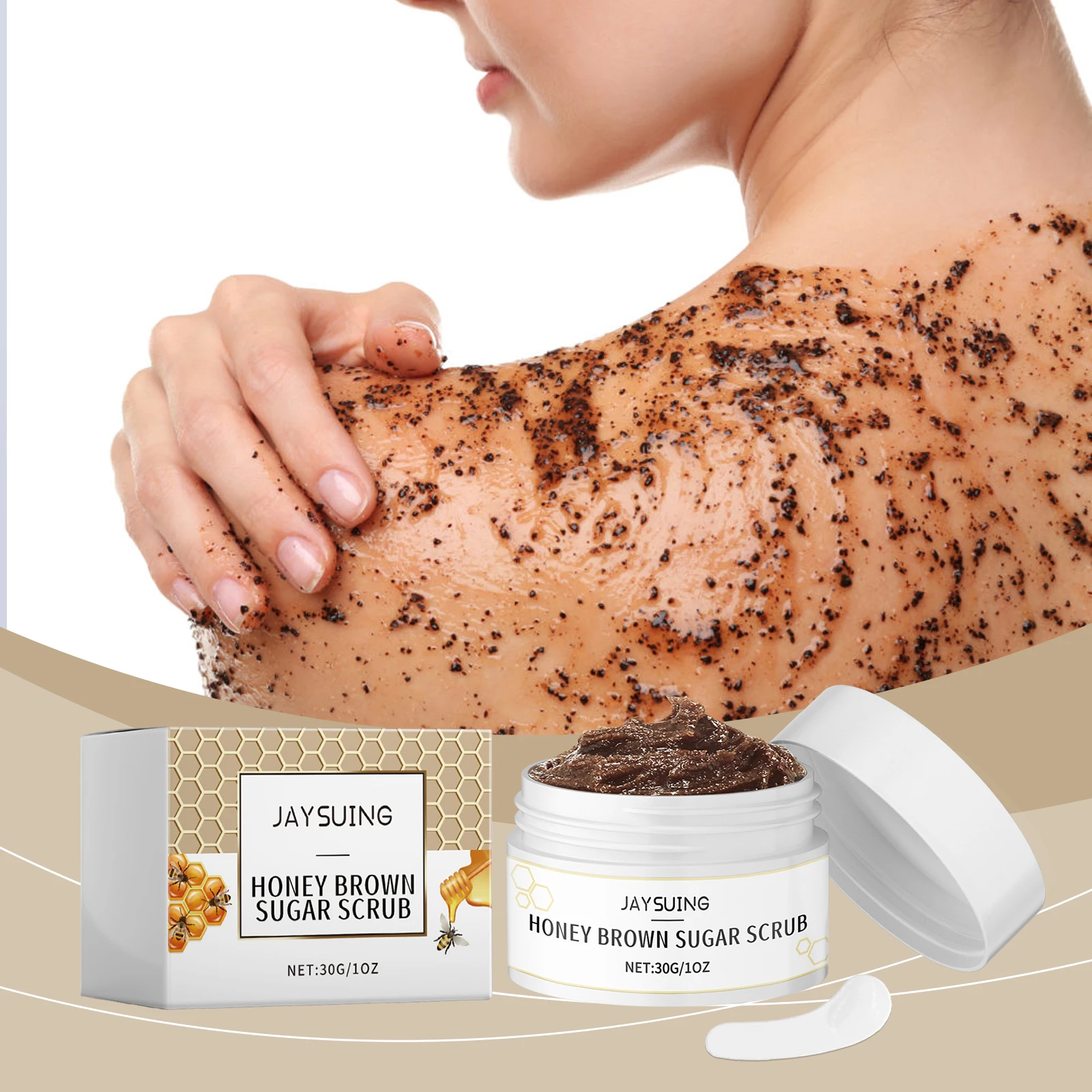 Honey Black Sugar Scrub, Deep Cleansing & Hydrating Body Polish, Revitalizing Skin Smoothing Exfoliator