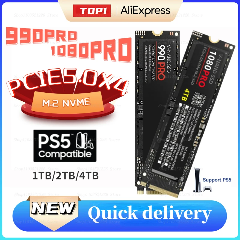 

1080PRO Portable SSD NVMe M2 4TB 2TB 1TB M.2 2280 NGFF PCIe 5.0 Internal Solid State Drive Disk HDD for Laptop Desktop SSD 1tb