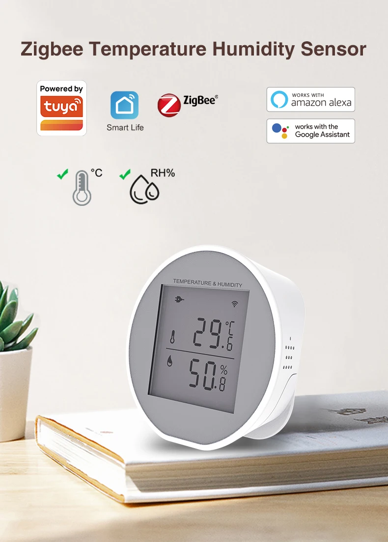 Tuya Zigbee Temperature Humidity Sensor Indoor Hygrometer Thermometer Detector L