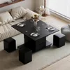 Lift-Top Coffee Table ,with Hidden Storage,with 4 Stools and Lockable Wheels , Multifunctional 3-in-1 Modern Coffee Table 3