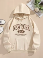 Letter Print Hoodie, Drawstring Long Sleeve Casual Hooded Sweatshirt For Winter & Fall, Women's Clothing 1