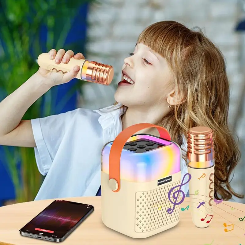 Karaoke Machine For Kids Small Outdoor Karaoke Speaker Portable Outdoor Speaker Singing System With 2 Wireless