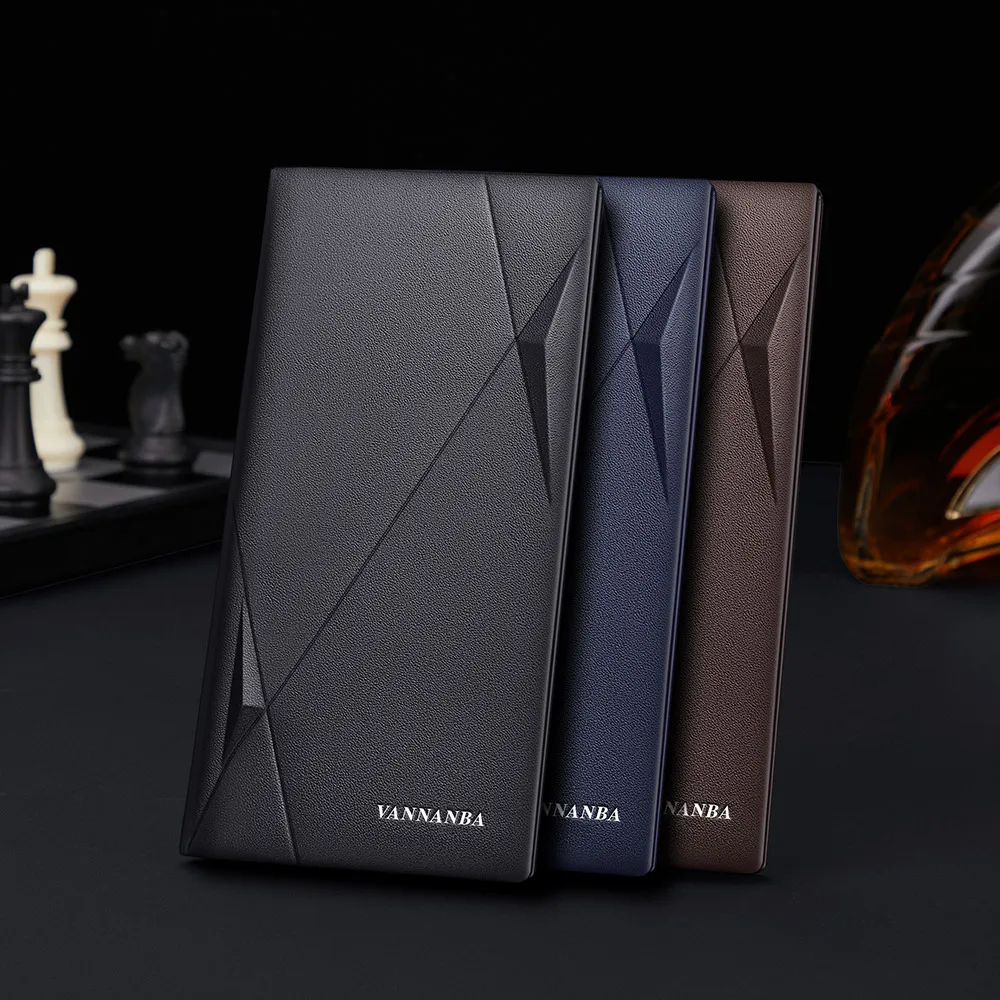 VANNANBA Long Waller for Men Slim Genuine Leather Thin Card Holder Purse Luxury Black Blue Brown