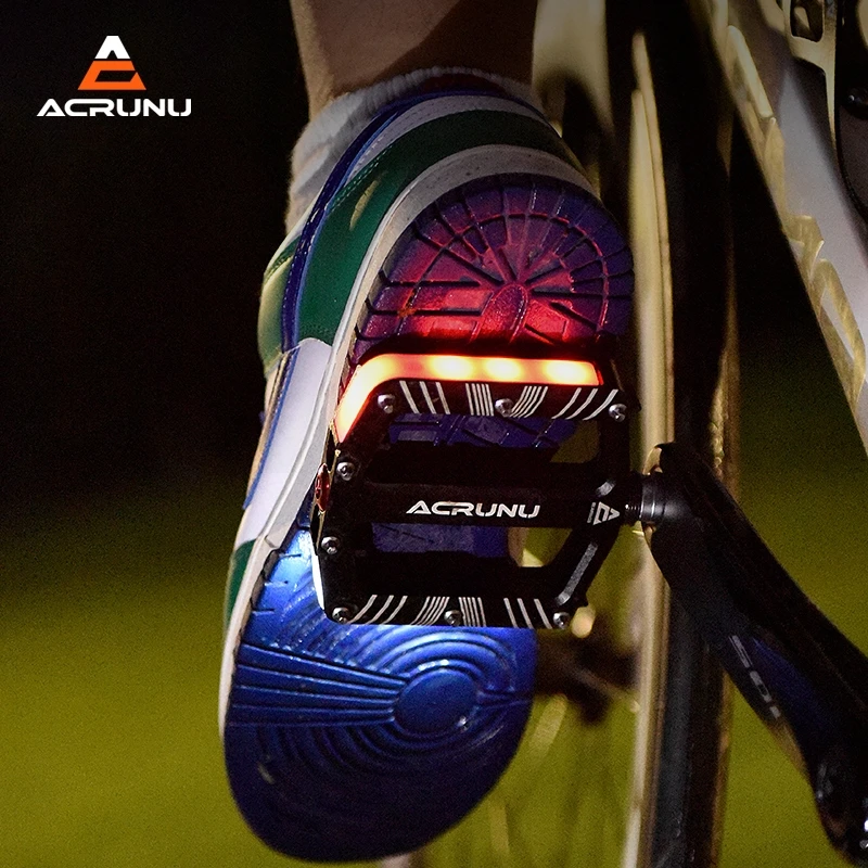 ACRUNUBicyclePedalsWithLightsMtbAluminumAlloyLedPedalsWith