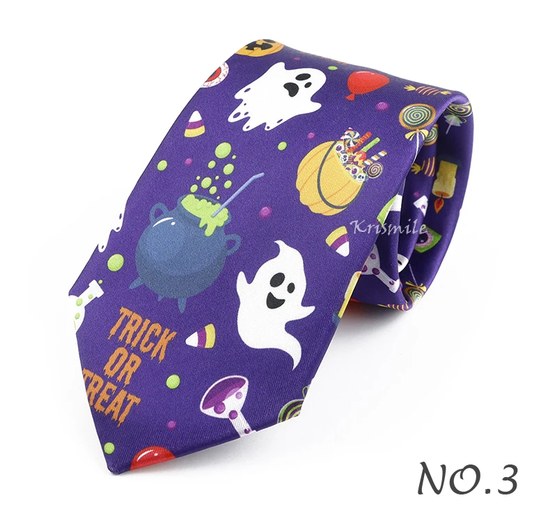Heißer Verkauf Weihnachten Halloween Krawatte für Männer Neuheit Orange Kürbis Schädel Jack-o'-laterne Halloween Weihnachten Party Zubehör Geschenk – Detail 5