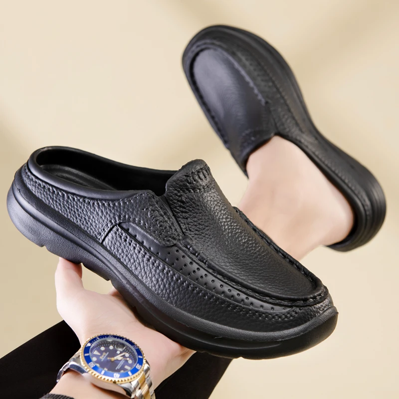

New Big Size 46 Platform Men Sandals Lightweight Slip-on Half Slippers Men Shoes Outdoor Non-slip Comfortable Men Beach Slippers