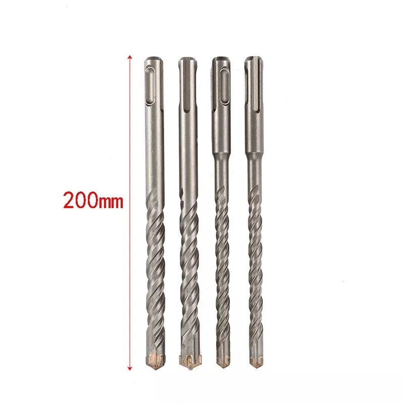 200mm cross drill bit Rotary drill bit Concrete drill bit 6 25mm SDS PLUS round shank. For drilling through walls and stones
