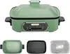 Multi-use Shabu Shabu Pot with Grill Pan & Steamer, UL Listed, Non-stick Ceramic Oil Coating, 4.5L, JD-HG9088G, Green 1