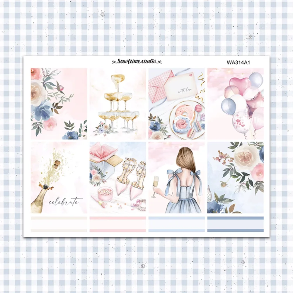 

Champagne Wine Stationery Stickers Set Decorative Sticker DIY Diary Stickers School Supplies For ERIN CONDREN HP
