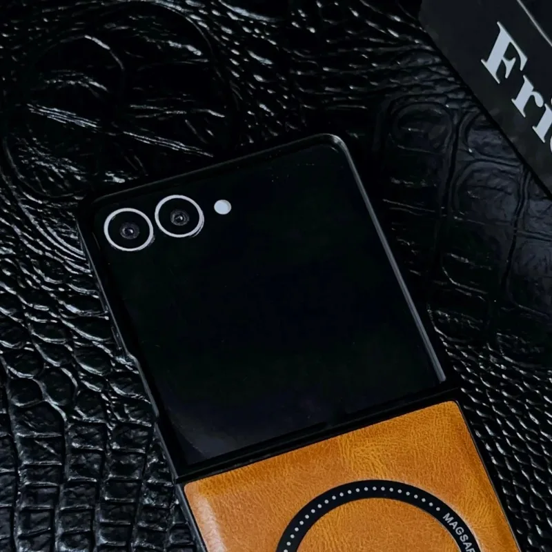 Vintage Leather Magnetic Cover with MagSafe Wireless Charging Protection