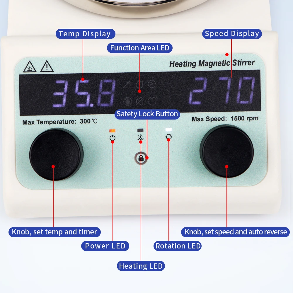 MS300B EU plug Digital Heating Magnetic Stirrer Laboratory Thermostatic Mixer