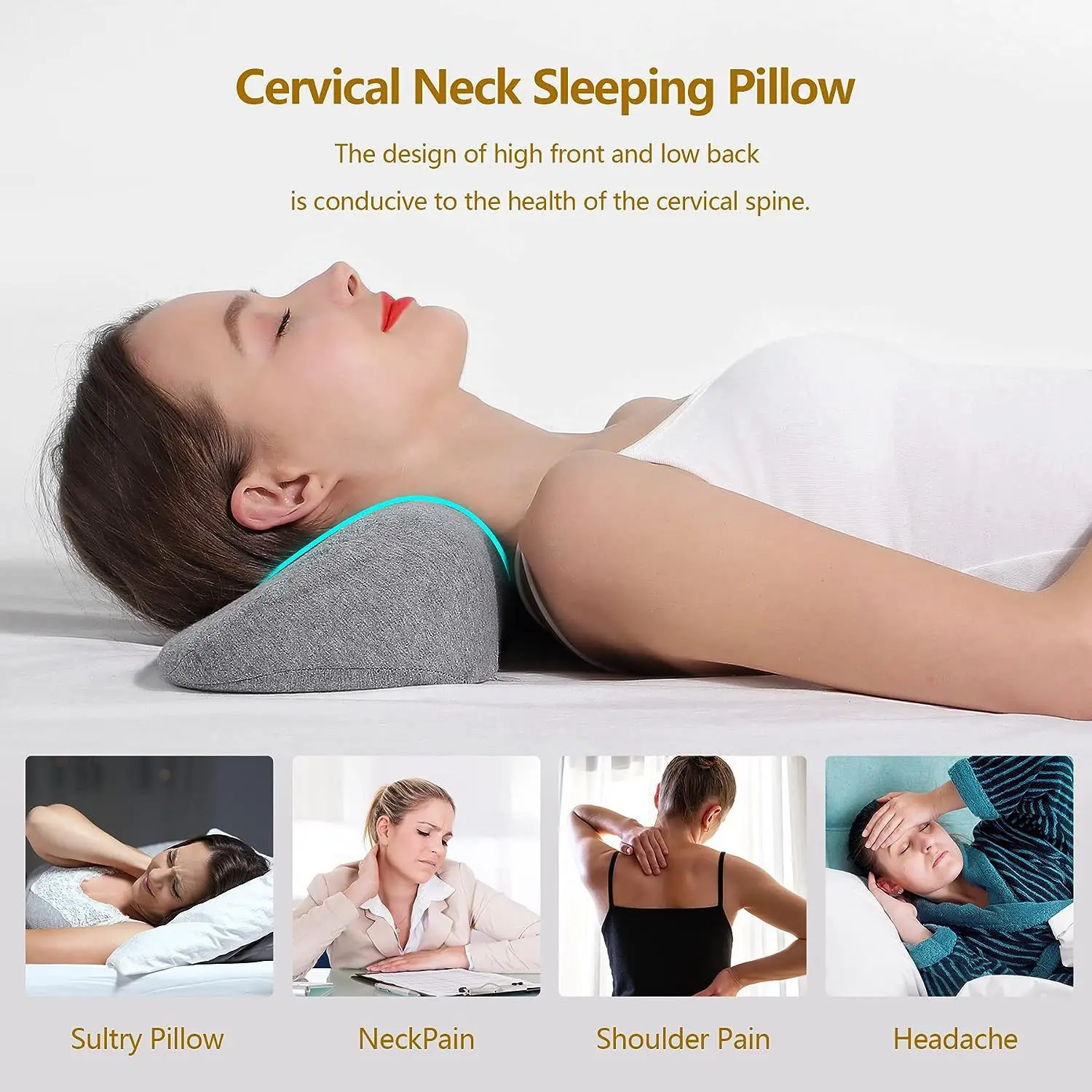 1PC Cervical Pillow Memory Foam Contour Pillow Bed Pillows for Side Sleeper Ergonomic Orthopedic Sleeping Pillows Neck Pillow 3