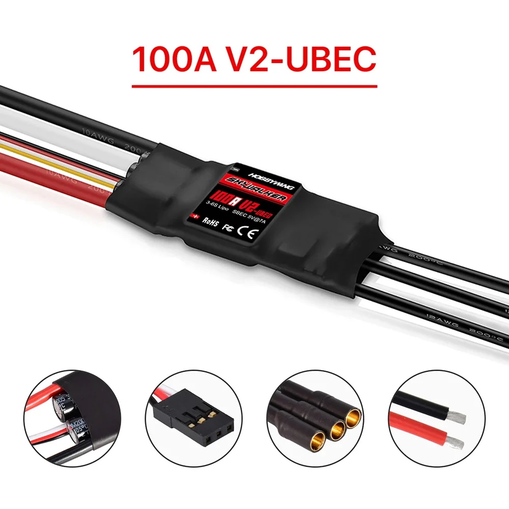 Hobbywing Skywalker 20a/30a/40/50a/60/80a/100a/contrôleur de vitesse Esc sans brosse avec Ubec pour hélicoptère d'avion quadrirotor Rc Fpv – Image 6