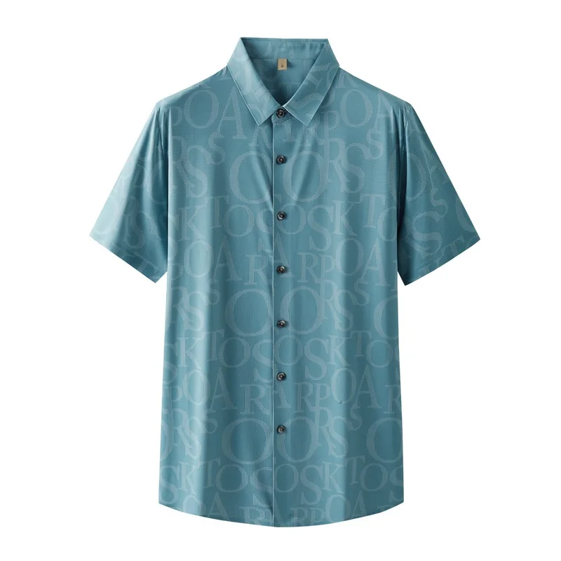 

New Arrival Summer Men's Youth Fashion Casual Square Neck Printed Short Sleeve Shirt Plus Size XL 2XL 3XL 4XL 5XL 6XL 7XL 8XL