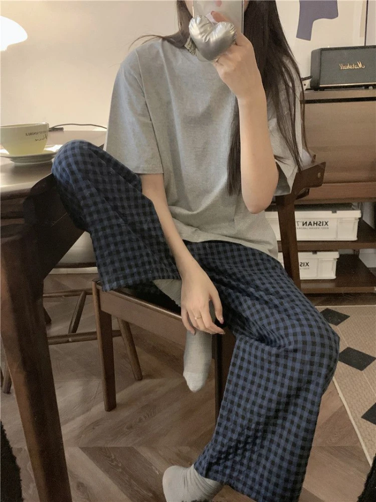 Pajama Sets Women Solid Basics Spring All-match Home Cozy Vintage Graceful Attractive Daily Korean Style Ladies Modern Casual