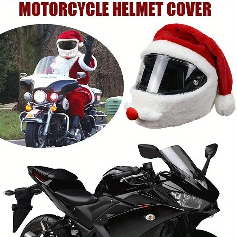 Motorcycle Helmet Santa Claus Motorcycle Helmet Set Crazy Funny Outdoor Christmas Hat Christmas Decoration